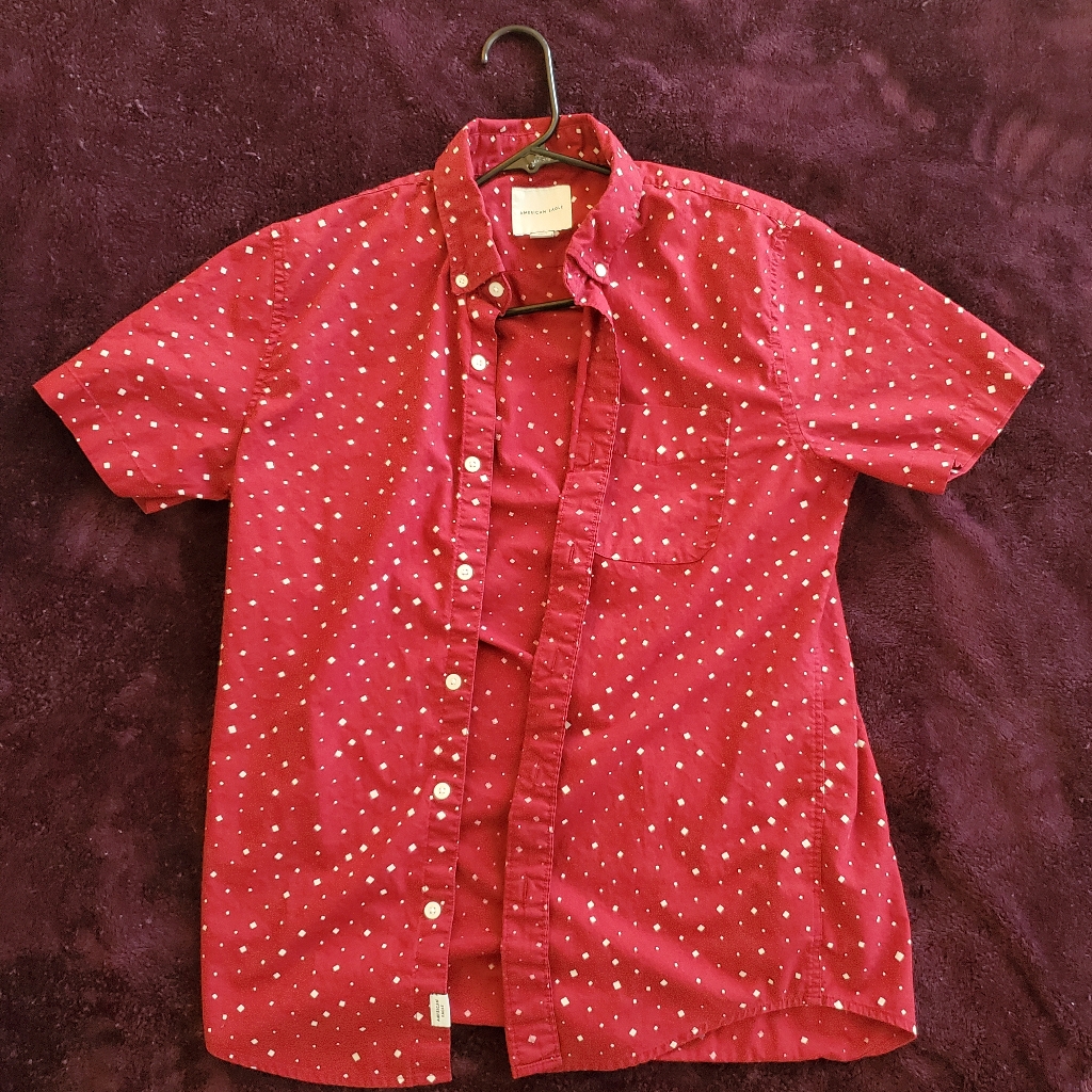 Sm Ae Red Patterned Button Down